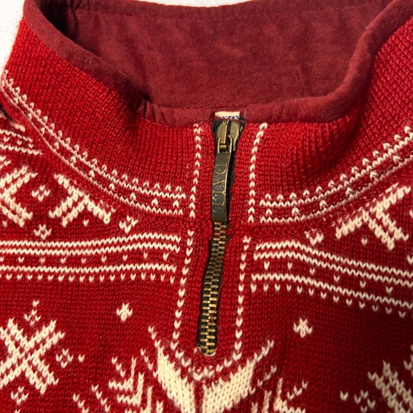 Dale of Norway US Olympic Collection Red Wool Nordic Snowflake Quarter Zip Small - Picture 12 of 16